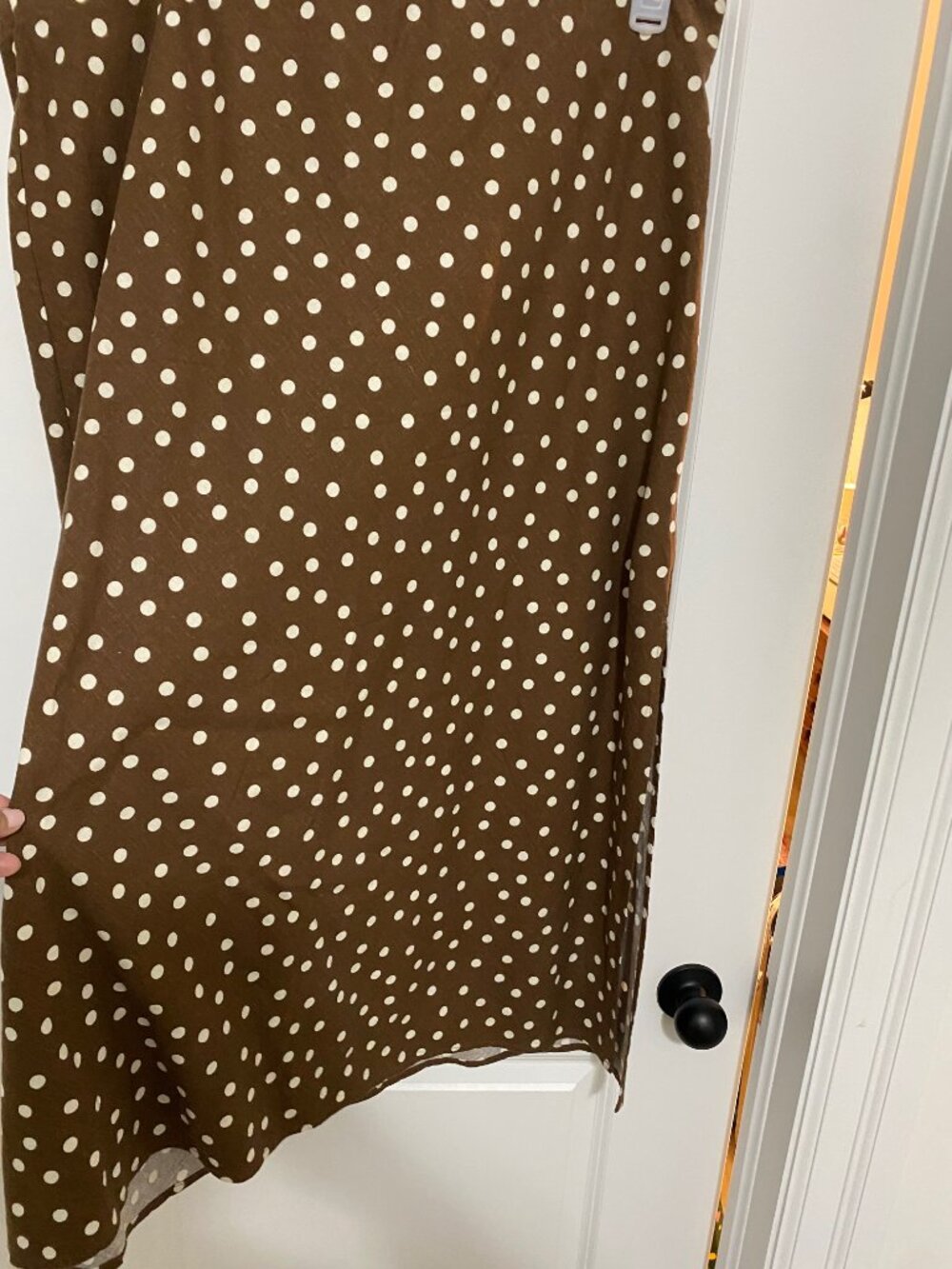Brown Polka Dot Linen Blend Gap Skirt XXL - Picture 3 of 7